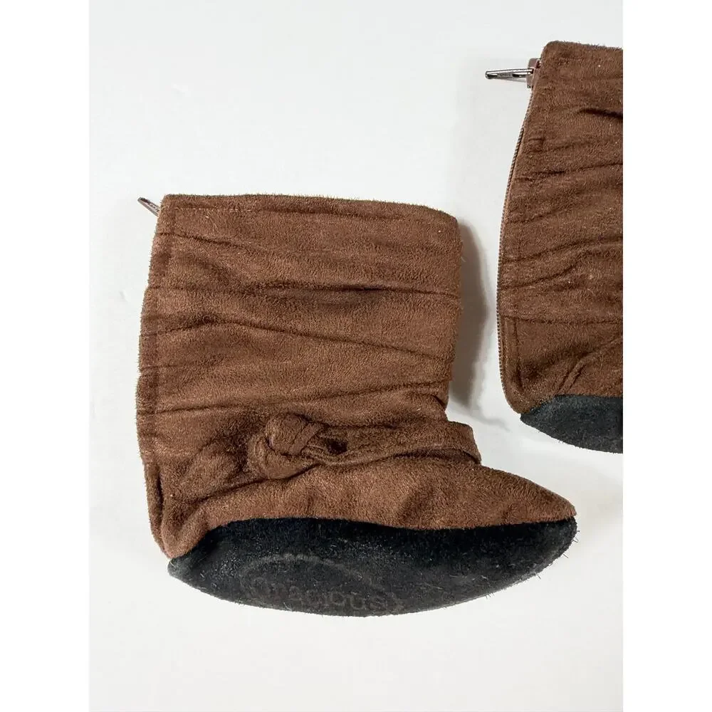 Gracious May Brown Suede Knot Bow Soft Sole Baby Boots 18-24 Months